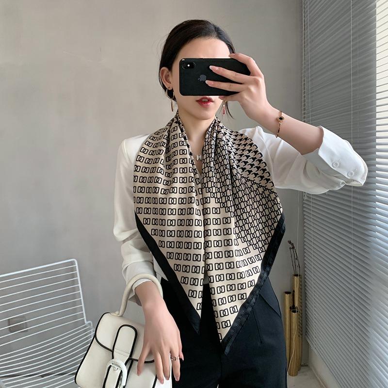 New Square Scarf Emulated Silk Scarf Fashionable Professional Scarf Versatile Light Thin Breathable Twill Scarf Shawl