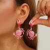 2025 New Fashion Colorful Crab Drop Earrings For Women Creative Cute Animal Enamel Textured Personality Earrings Zircon Gifts