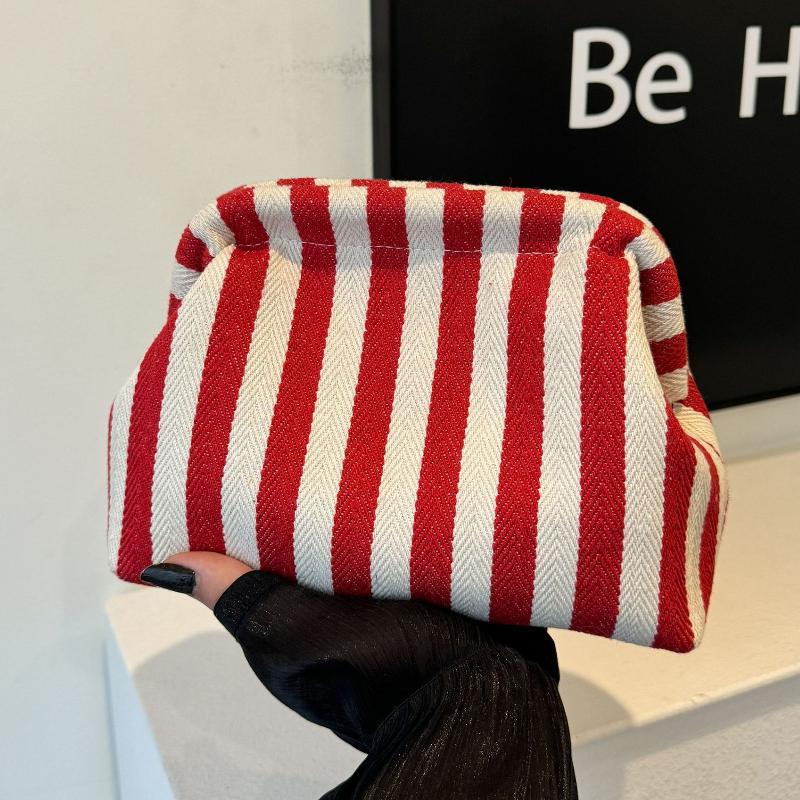 Summer Crochet Handbag, Large Capacity Bag, Daily Versatile Beach Clutch, Clip Bag, Knitted Clutch, Striped Cloud Bag