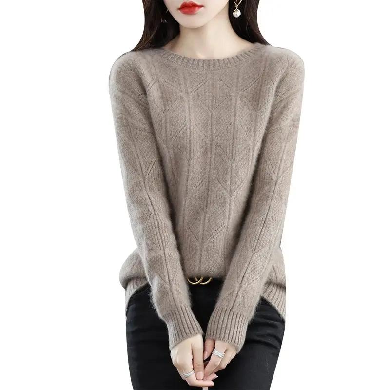 Spring Autumn O-neck Knitted Pullovers Shirt Womens Sweaters Loose Bottoming Shirt Cashmere Fashion Soft Jumper Top