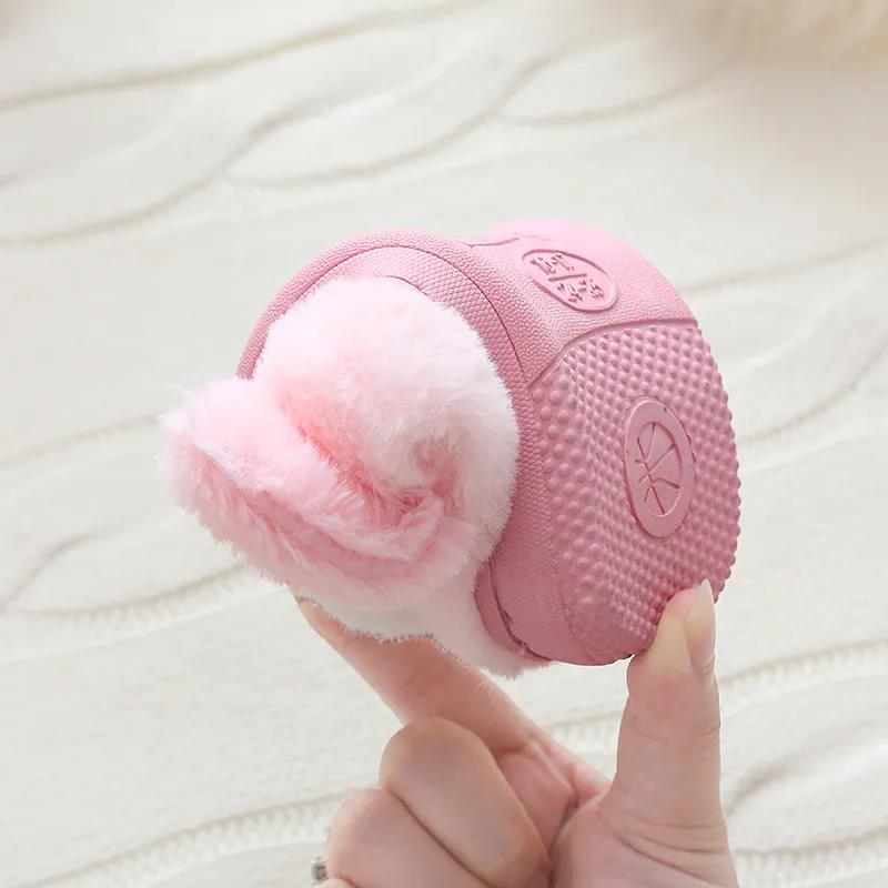 Зимние детские симпатичные хлопковые тапочки на толстой подошве для улицы с рисунком из мультфильмов, мягкие теплые нескользящие хлопковые тапочки на мягкой подошве, хлопковые тапочки