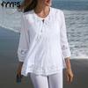 Women's Fashion Casual Spring Fall Solid Color Print 3/4 Sleeves O-Neck Pullovers & Long Sleeves