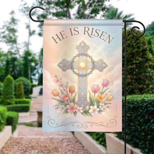 He Is Risen Banner Jesus Faith Resurrection Christian Easter Yard ag Decor PPZ
