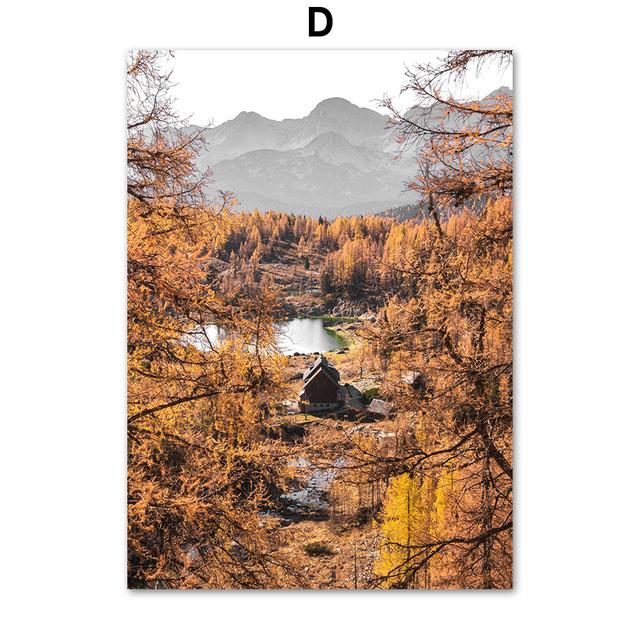 Холст с изображением кленового листа, картины для гостиной, безрамные настенные художественные принты, постеры с горным пейзажем, современный домашний декор без рамки