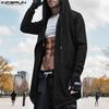 Мужские осенние толстовки с капюшоном с открытым передом и длинным рукавом, повседневные длинные толстовки