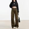 American Personalized Leopard Print Jeans Women's Spring and Autumn New High-waisted Straight Loose Wide-leg Mopping Jeans
