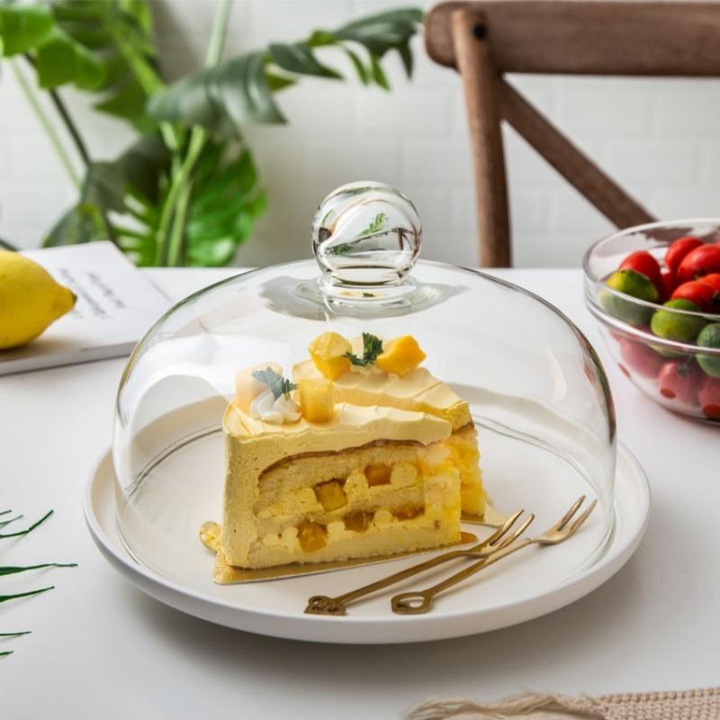 Купольное стеклянное покрытие для торта Прозрачная крышка для торта, сыра, еды, пылезащитное стеклянное высокое покрытие для праздничного стола, украшения кухни