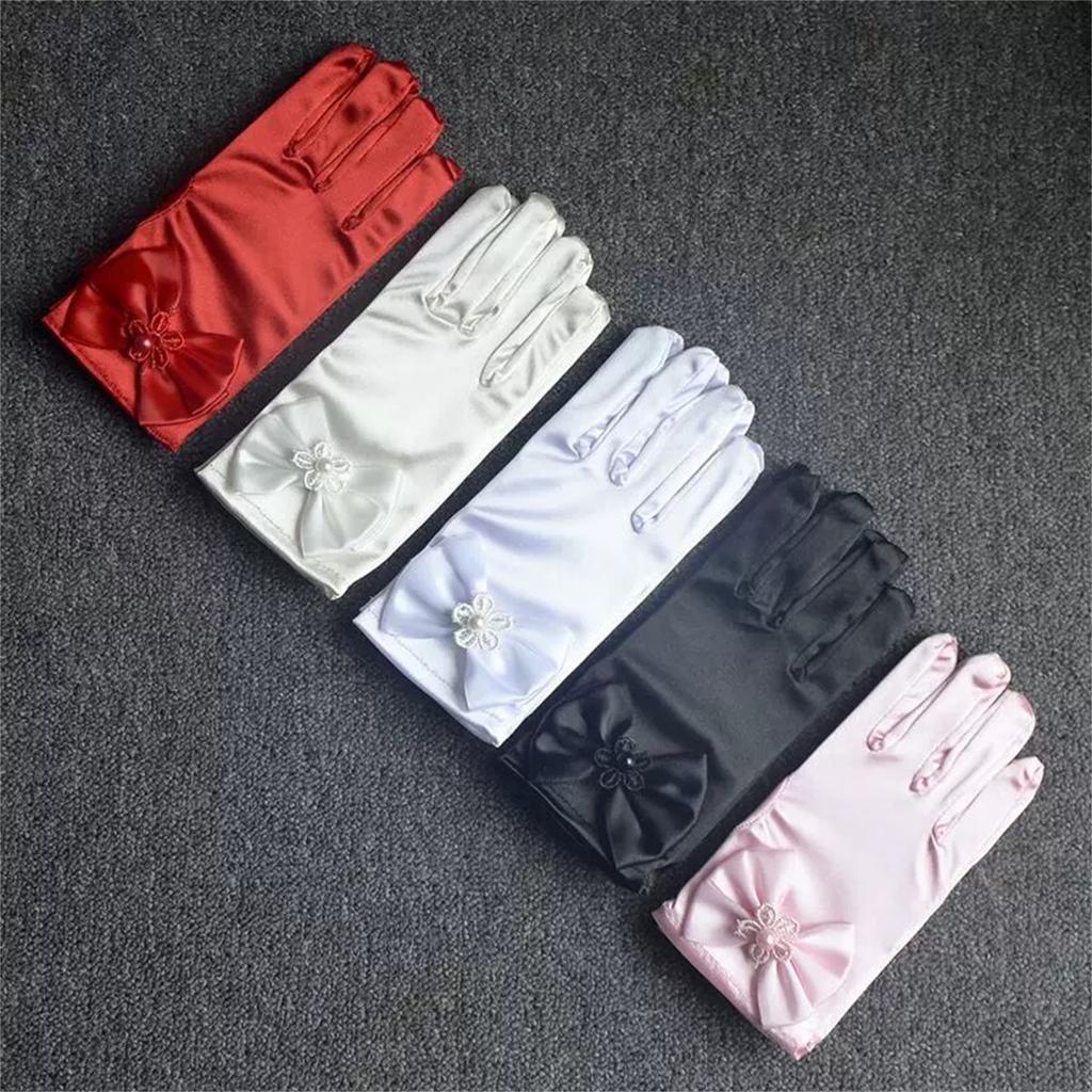Bowknot Gloves for Ceremony School Boys and Girls Bowknot Elastic Gloves for Dress Etiquette Gloves Stage Performances