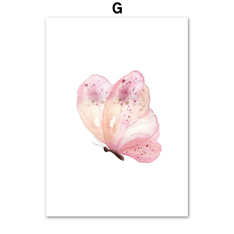 Розовая принцесса, бабочка, единорог, корона, имя на заказ, настенное искусство, холст, живопись, постеры и принты, фотографии для девочек, декор для детской комнаты