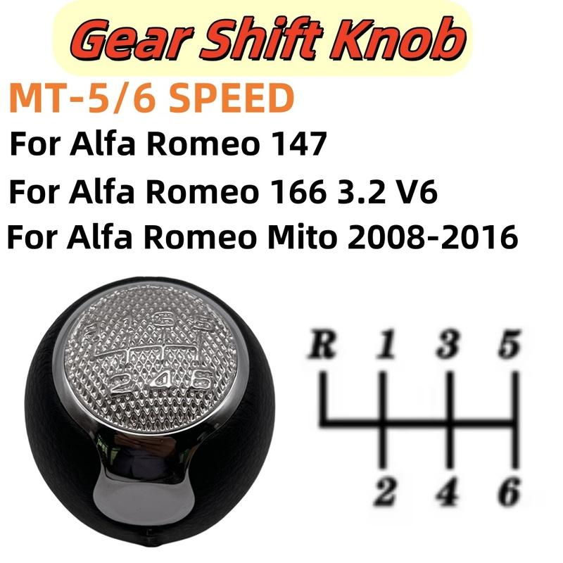 5 6 Speed Car Gear Stick Shift Lever Knob leather For Alfa Romeo Mito 147/166 3.2 V6 2008-2016 Auto Parts 156088073 55344848