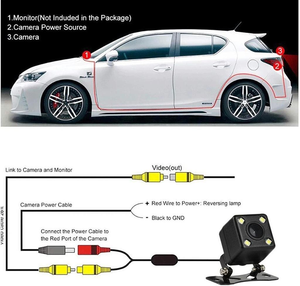 Камера заднего вида, парковочная камера день/ночь IP68 140, 12В