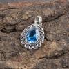 Swiss Blue Topaz Gemstone Pendant, 925 Solid Sterling Silver Pendant Jewelry Handmade Pendant, Silver Jewelry For Gift