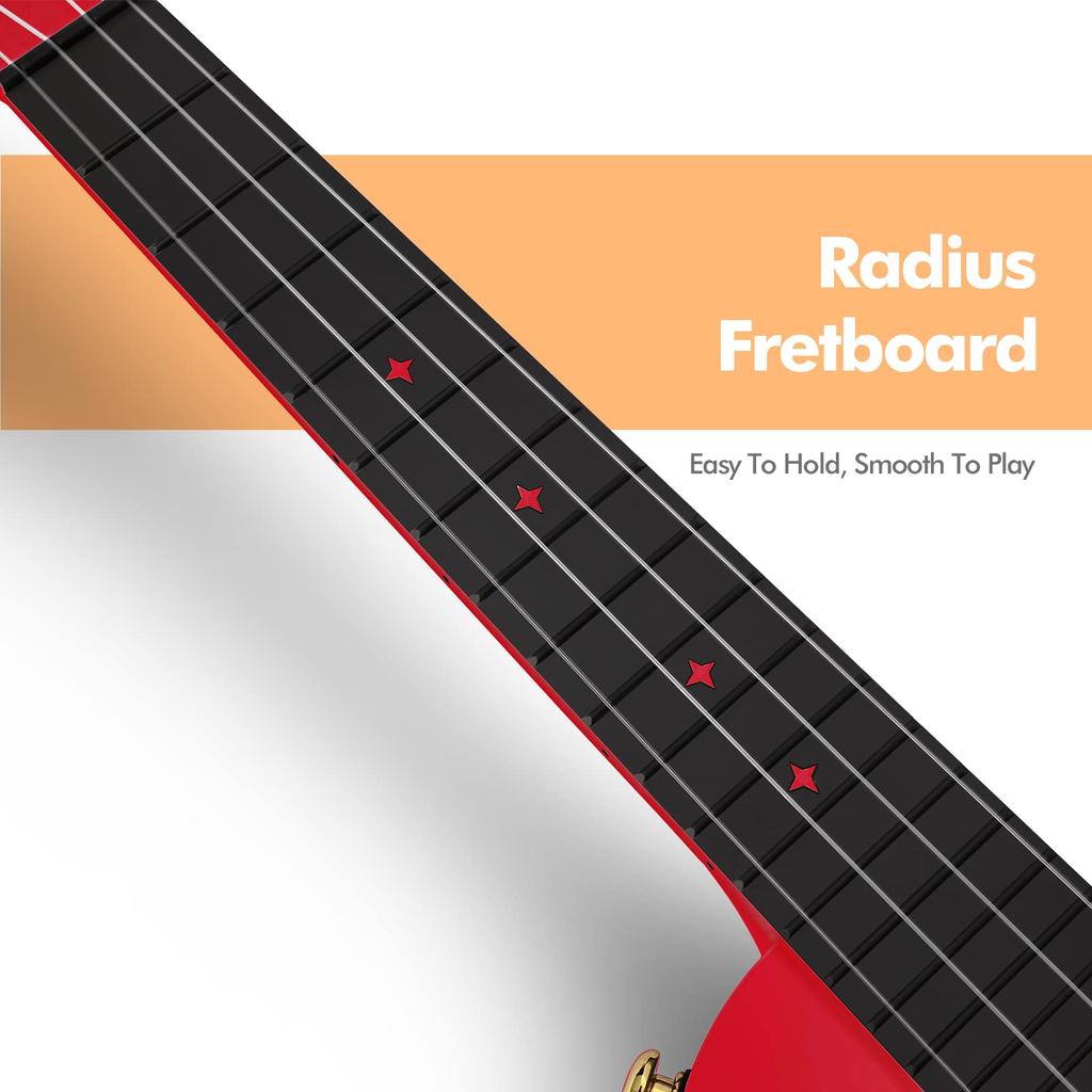 Concert Ukulele Enya Nova U Beginner Ukulele Kit Carbon Fiber Ukulele Kit with Capo and Ukulele Strings 23” Case, Strap, (Red)