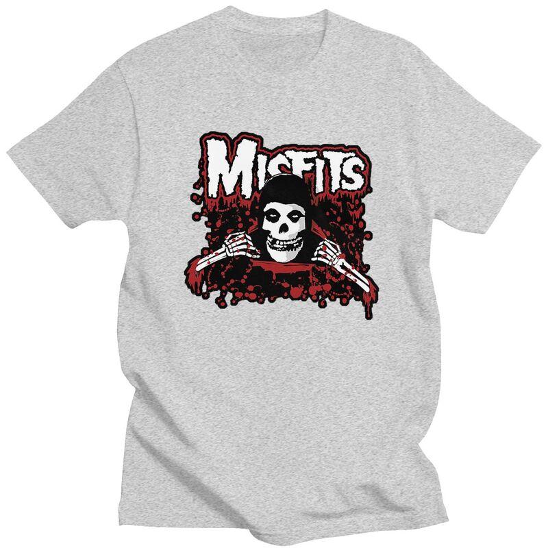 Мужские футболки с принтом Хоррор Панк Рок Misfits Череп, с коротким рукавом, модные, приталенные, 100% хлопок, идея для подарка