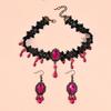 1 комплект серег-подвесок с кисточками из страз в темном готическом стиле и ожерелье, винтажные богемные кружевные серьги-подвески на цепочке