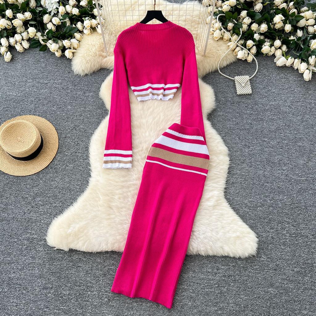 Короткий трикотажный топ с V-образным вырезом в цветных блоках, женский облегающий свитер с юбкой и высокой талией