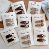 Coffee Color Flower & Rabbit Embroidered Baby Hair Clip - BB Side & Bangs Clip for Autumn/Winter