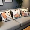 Couple Comfortable Soft Pillow Case for Sofa Bear Cartoon Kawaii Living Room Home Office D-dudu Decor Protective Covers b-Bubu