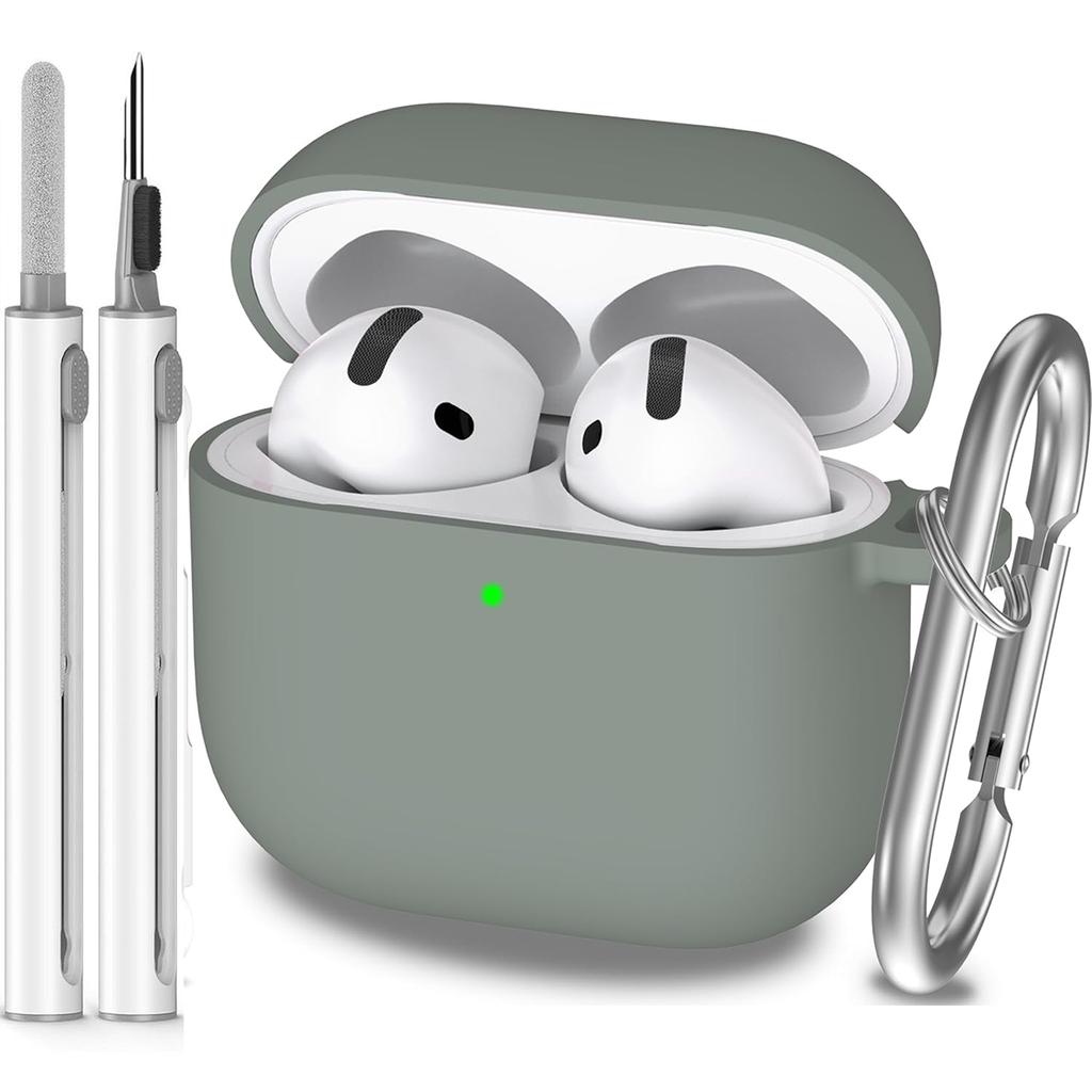 Чехол для AirPods 4-го поколения 2024, Мягкий силикон военного класса, Амортизирующий, для чехла AirPods 4 с брелоком и Clear