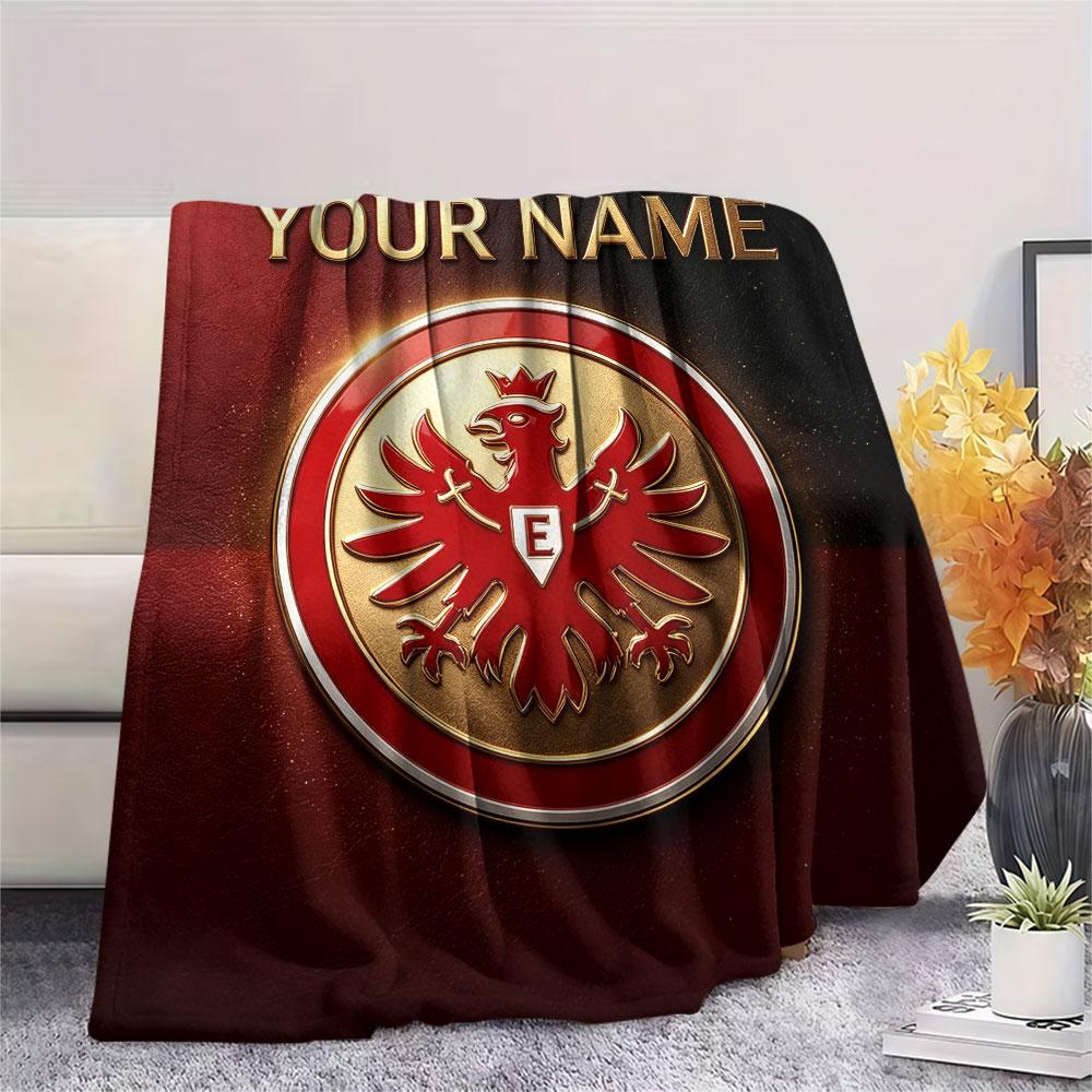Custom Name,Eintracht Frankfurt Printed Flannel Blanket, soft throw for bedroom sofa, washable, Christmas present, great gift.
