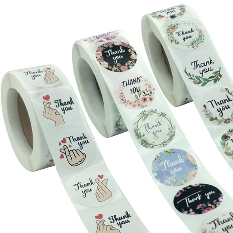 Цветочные наклейки «Спасибо» Этикетки Подарочная упаковка Наклейки День рождения Свадьба