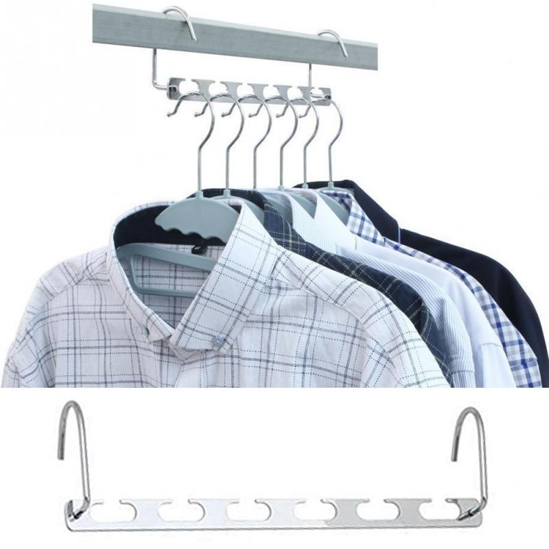 New 1 Pcs 37cm Multifunctional Space Saving Metal Hangers With Magic Hook 6 Hole Clothing Wardrobe Organize Hanger Holder