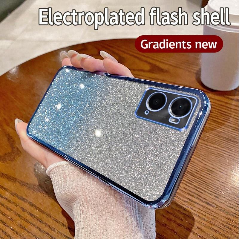 Для OPPO A96 Чехол OPPO A76 Чехол для телефона Блестящий блестящий силиконовый объектив камеры Мягкая задняя крышка