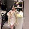 Сексуальная пижама женская ледяной шелк пижама женская весна и осень новая кружевная бретельки комплект из двух предметов летний тонкий сексуальный