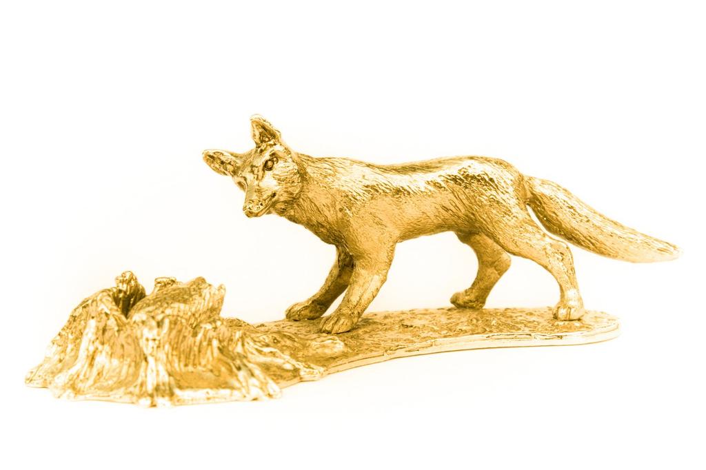 Коллекция художественных фигурок животных из Великобритании, лиса и еж, позолоченные 22 карата (орнамент)