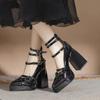 Fashion Woman Pumps New Punk High Heels Women Black Chunky Heel Platform Lolita Shoes Woman Thick Heel Gothic Shoes Zapatos De Mujer