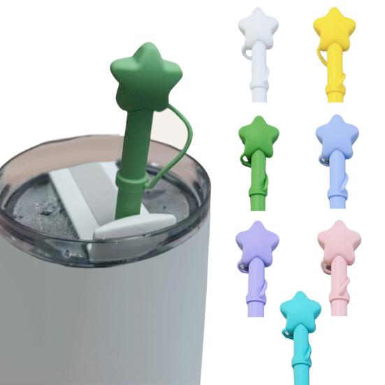 Многоразовые силиконовые трубочки с крышкой-звездочкой, устойчивые к укусам, для питья горячих и холодных напитков, гибкая длинная трубочка без содержания бисфенола А