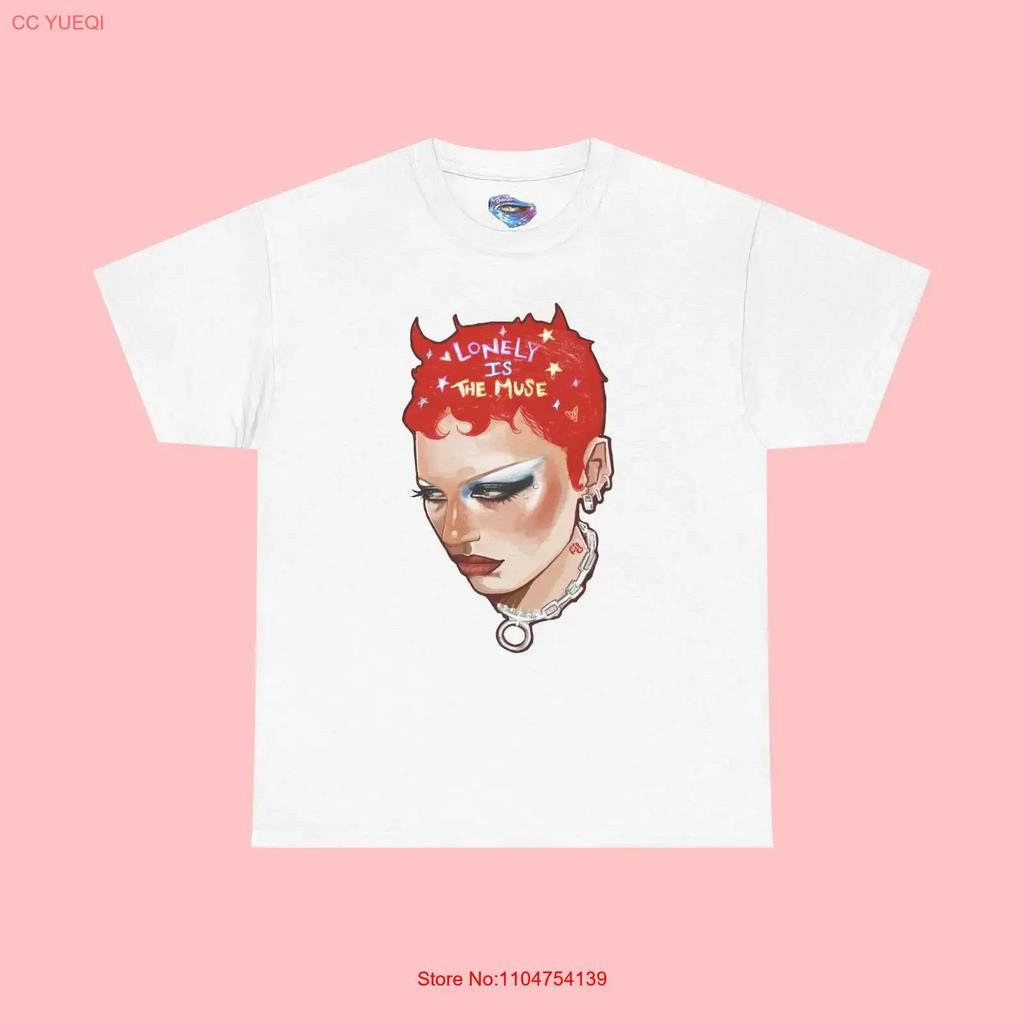 Lonely is the muse great impersonator Heavy Cotton T Shirt Original design vintage Washed streetwear Stretched Breathable