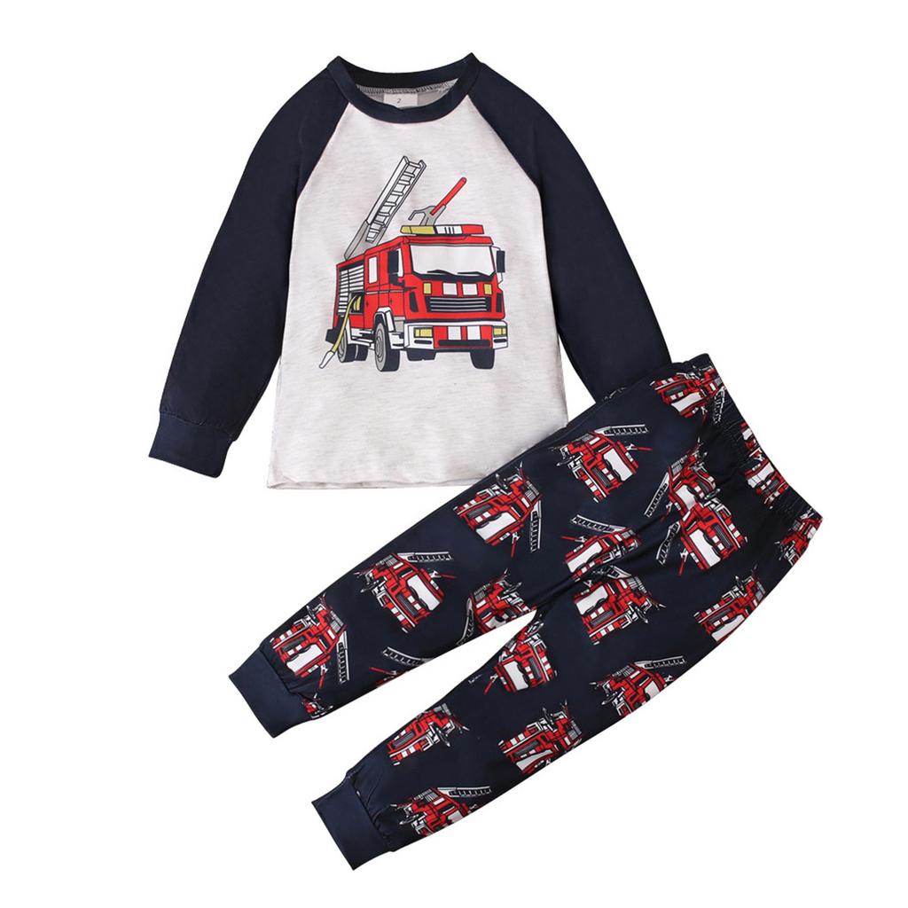 Children's Suit Boys Print Long Sleeve T-shirt + Trousers 2 Pieces Casual Home Suit