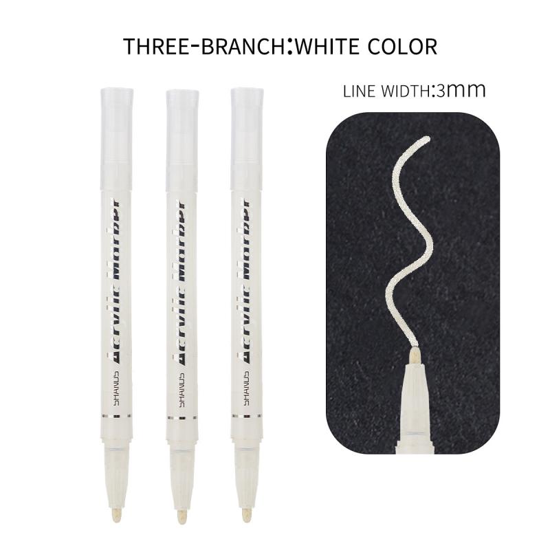 Artist Painting Illustration Metallic Crafts Markers Pens 3pcs Gold Silver White Large Capacity Acrylic Markers Highlighter Set