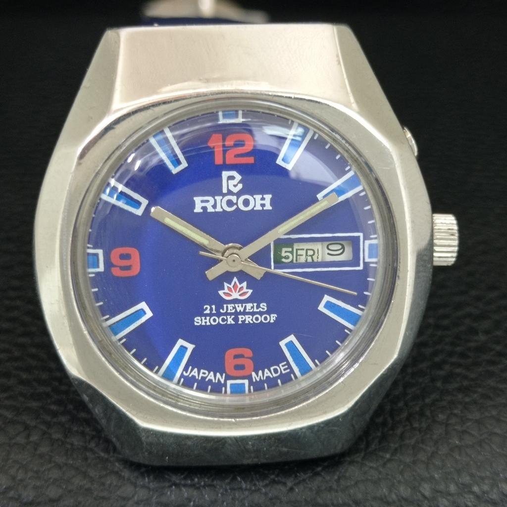 RICOH R31 AUTOMATIC VINTAGE JAPAN MENS BLUE COLOR DIAL WATCH a707616-1