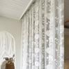 1pc Bohemian Sheer Lace Yarn Curtain Panel with Floral Patterns – Elegant Rod Pocket Window Drapery for Living Room or Bedroom