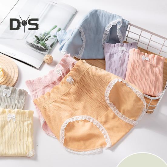 Женские трусы средней талии, бесшовные, с кружевным бантом, однотонные, мягкие, дышащие, эластичные, тонкие, антисептические, влагоотводящие, женские трусы, женское нижнее белье