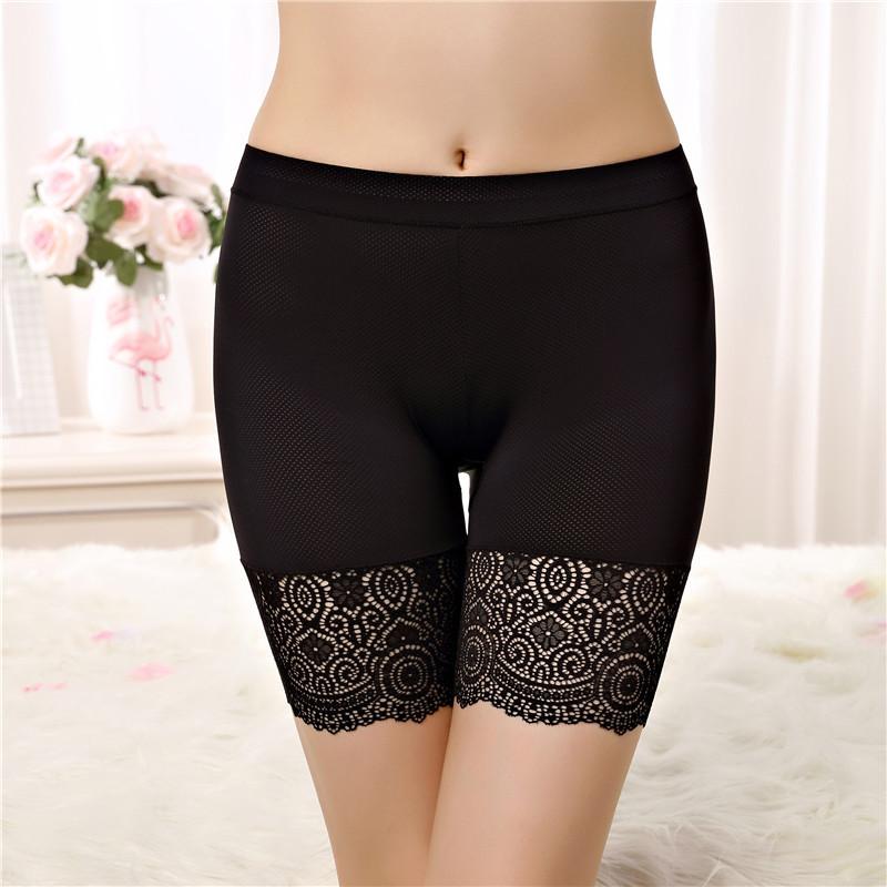 Seamless Underwear Shorts Women Soft Cotton Safety Short Pants Female Sexy Lace Black Boxers Women Plus Size Panties EMA