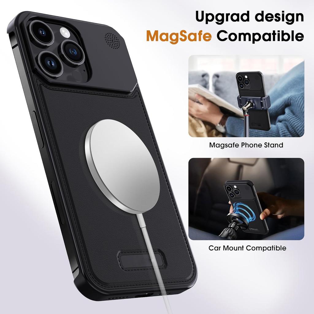 Для iPhone 13 Pro Max Магнитный чехол Кожа+Рамка из алюминиевого сплава Безрамочный Ароматерапевтический чехол для телефона