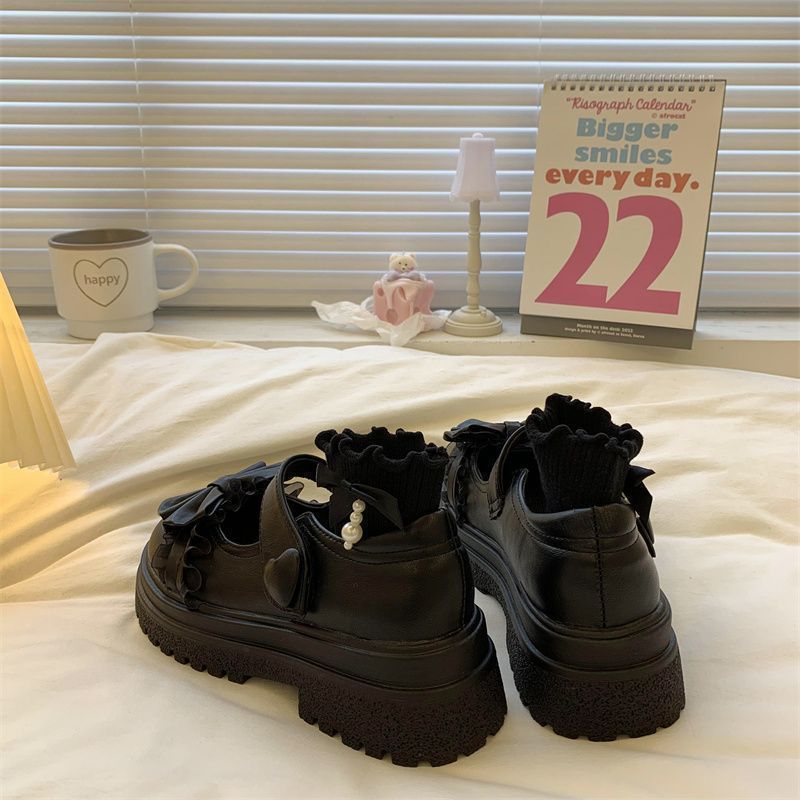 2025 новые туфли Мэри Джейн в японском стиле для колледжа женские на платформе с бантом jk с юбкой Лолита маленькие кожаные туфли одиночные