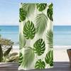 1 шт., Мягкое пляжное полотенце оверсайз в тропическом стиле, С принтом из листьев монстеры и пальмы, Банное полотенце из микрофибры, Быстросохнущее, Супер