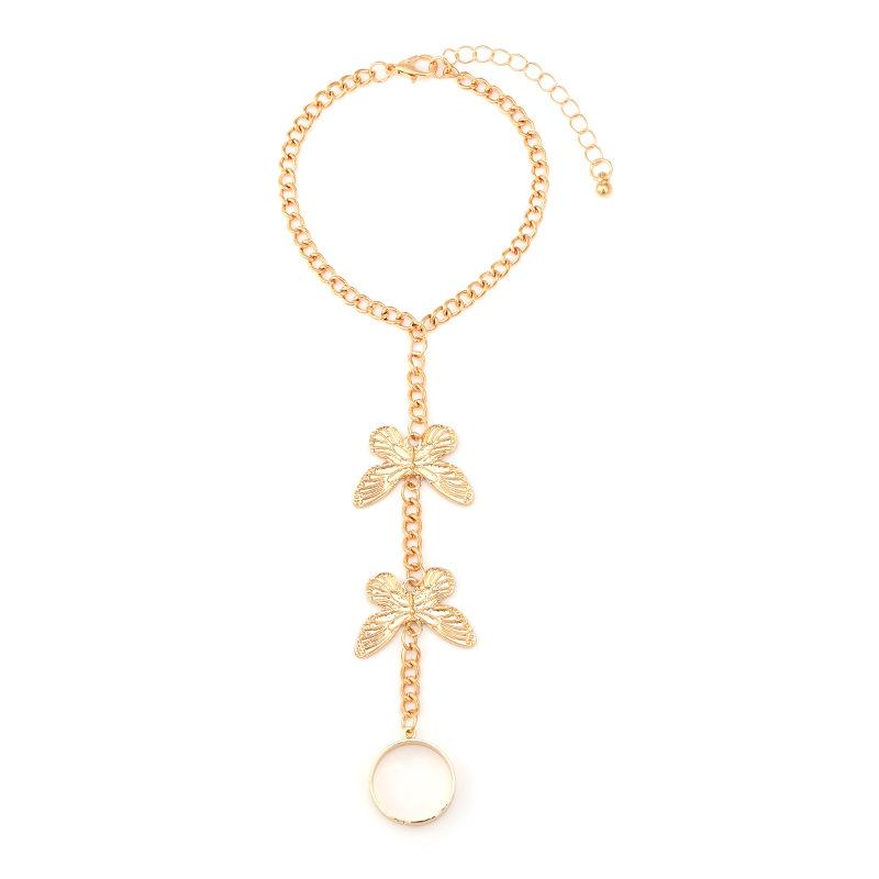 Винтажный панк-браслет-бабочка, звено на запястье, цепочка, кольцо на палец для женщин, готические ювелирные изделия, аксессуары