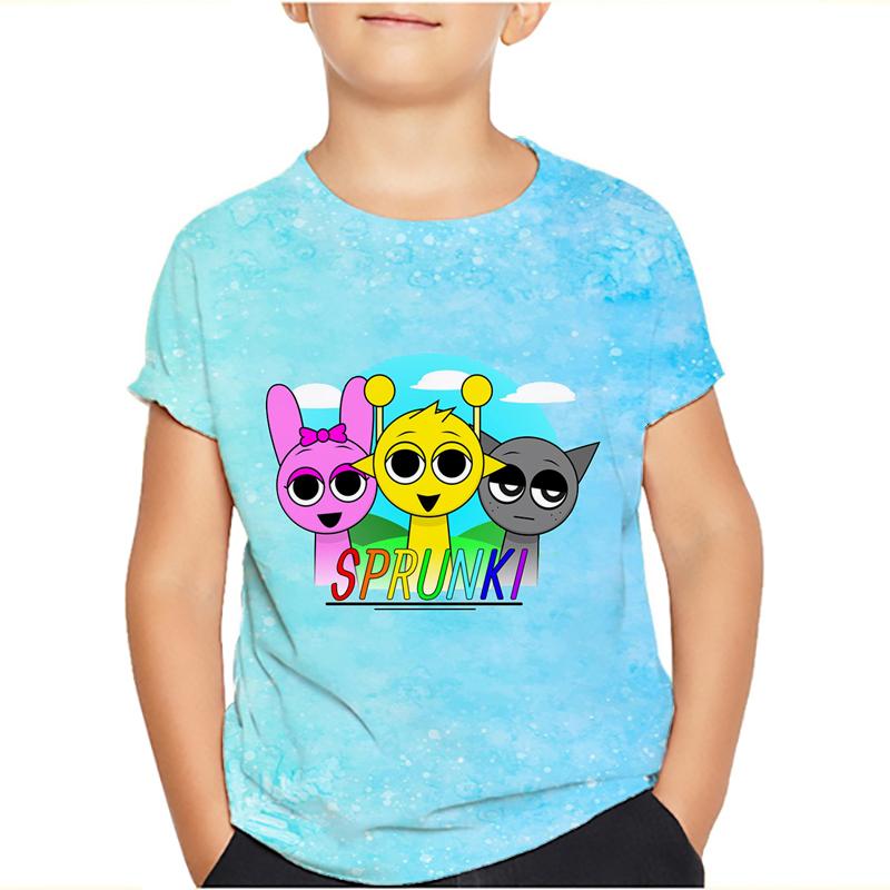 Sprunki Incredibox Детская футболка для девочек Игровые летние топы для малышей Футболки для малышей Детская одежда Футболки с героями мультфильмов Повседневная одежда с коротким рукавом