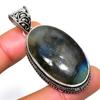 Labradorite Gemstone 925 Silver Plated Handmade Jewelry Pendant 1.89"
