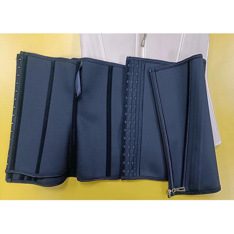 Enhanced 4-Row Hook & Eye Zipper Waist Trainer with 15 Steel Bones - Latex Yoga Fitness Abdominal Binder