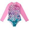2024 European & American Long Sleeve Mermaid Swimsuit for Girls - Fish Scale Design