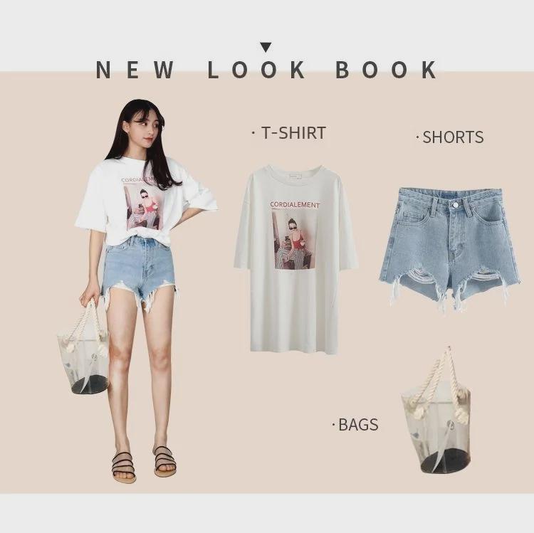 Женские шорты А-силуэта из хлопкового денима с высокой талией — лето 2025 г., необработанный край и широкие штанины