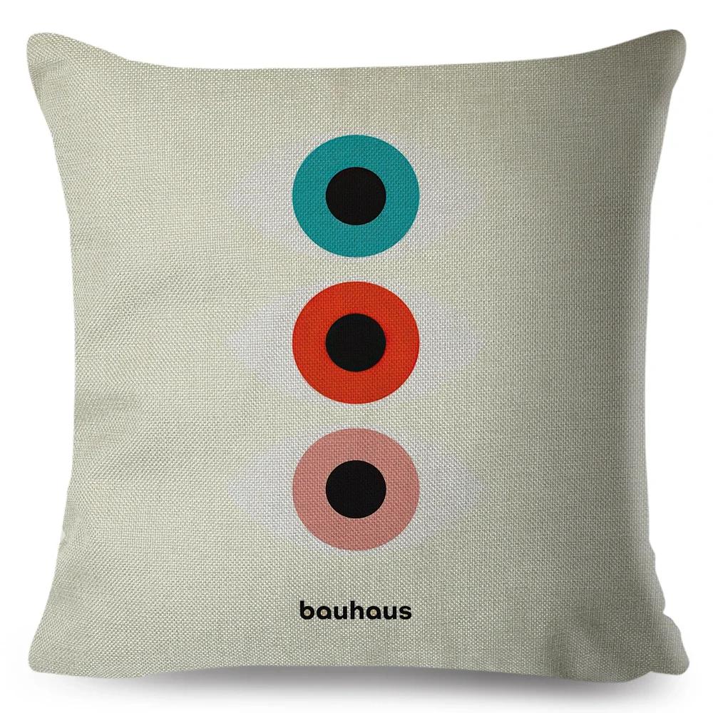 Nordic Polyester Throw Pillow Case for Sofa Minimalist Color Block Double Print Cushion Cover Decor Bauhaus Modern Pillowcase