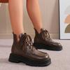 Brown New Women Ankle Boots Autumn Winter Platform Lace-up Women Punk Boots Thick Sole Short Booties Female