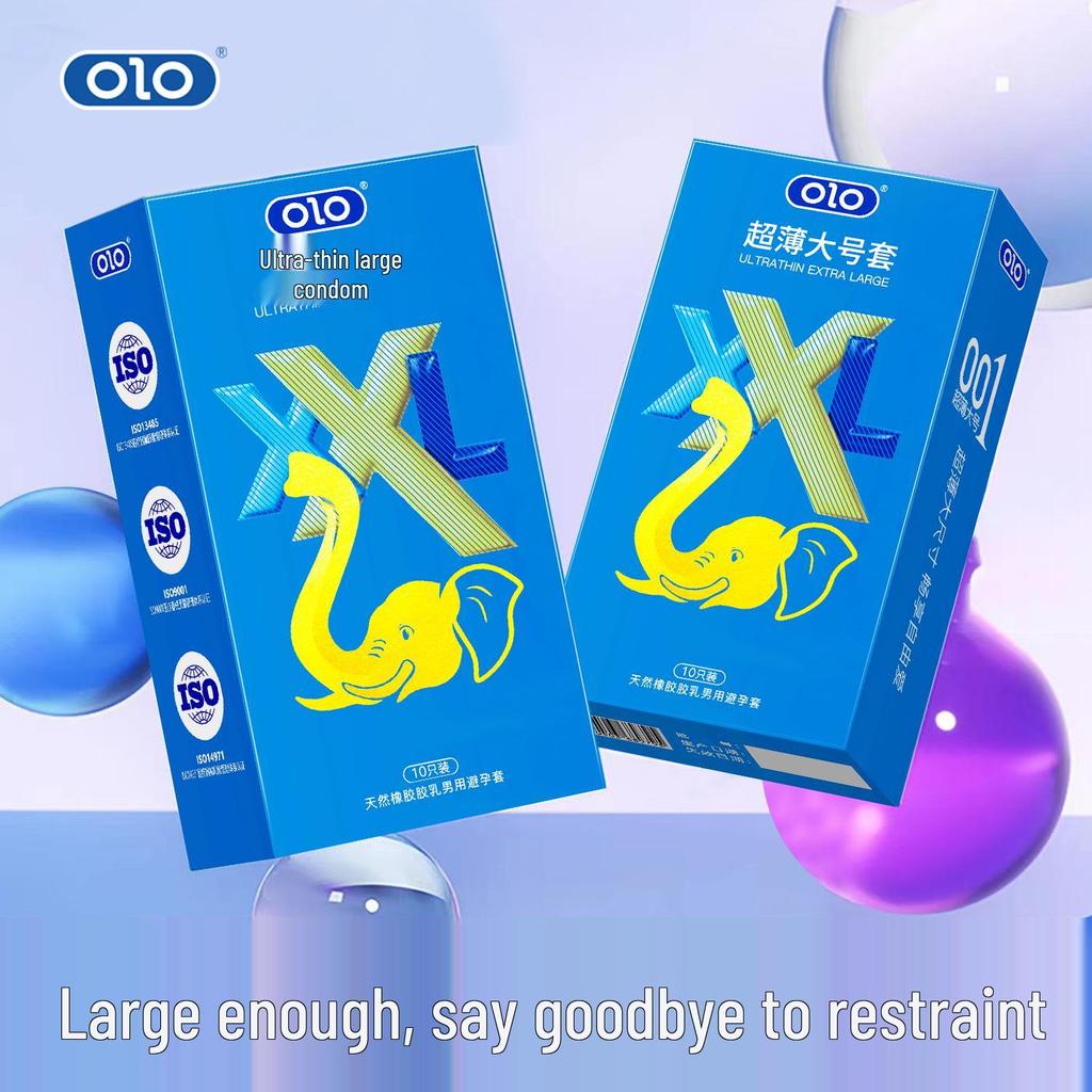 OLO Ultra-Thin Large Condoms, 10-Pack: Lubricated Contraceptives for Couples, Intimate Family Planning.
